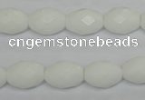 CPB46 15.5 inches 10*14mm faceted rice white porcelain beads