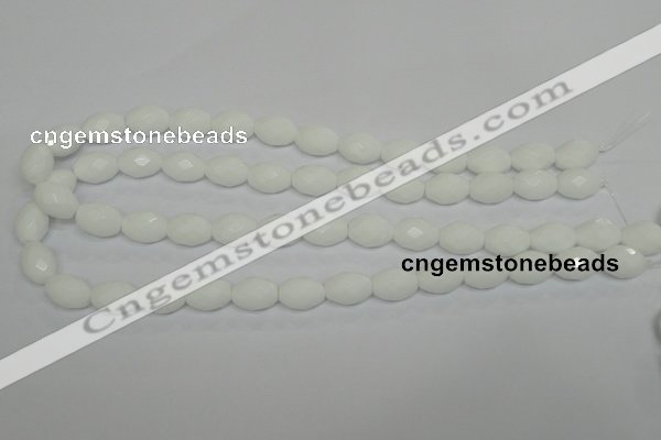 CPB46 15.5 inches 10*14mm faceted rice white porcelain beads