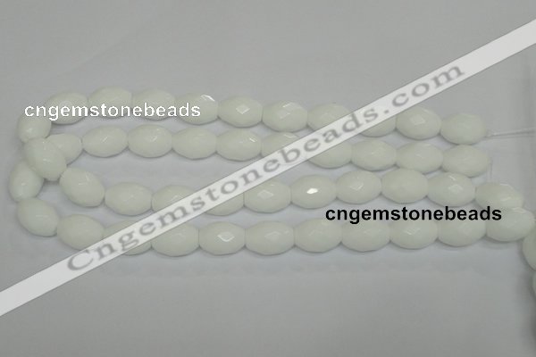 CPB48 15.5 inches 13*18mm faceted rice white porcelain beads