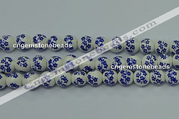 CPB501 15.5 inches 6mm round Painted porcelain beads