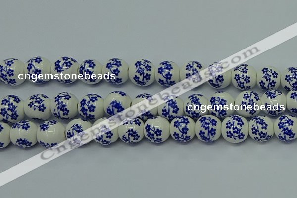 CPB502 15.5 inches 8mm round Painted porcelain beads