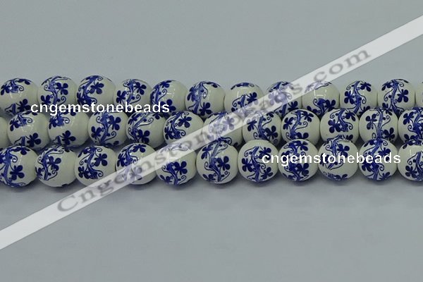 CPB511 15.5 inches 6mm round Painted porcelain beads