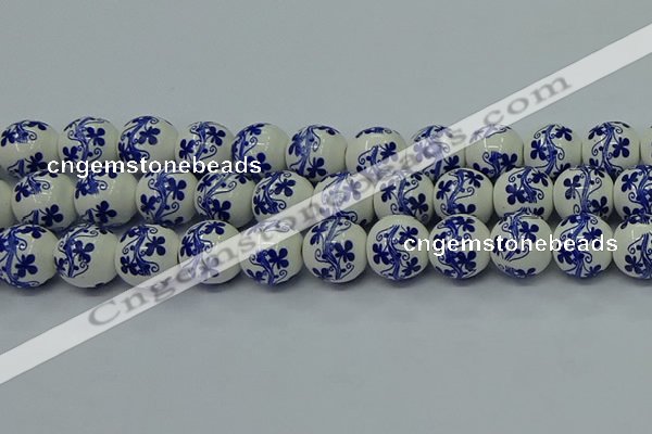 CPB513 15.5 inches 10mm round Painted porcelain beads