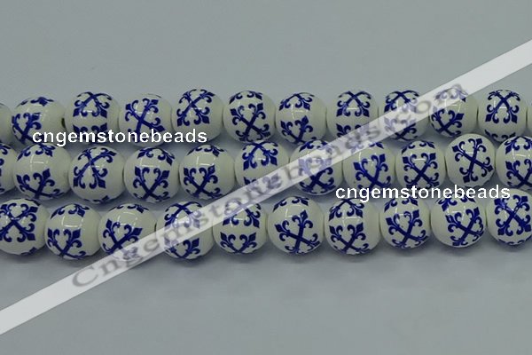 CPB522 15.5 inches 8mm round Painted porcelain beads