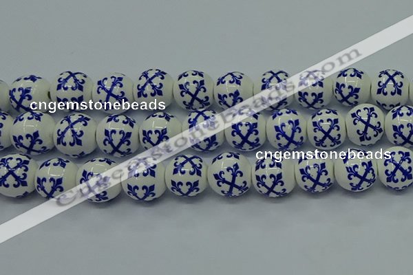 CPB523 15.5 inches 10mm round Painted porcelain beads