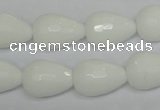 CPB53 15.5 inches 13*18mm faceted teardrop white porcelain beads