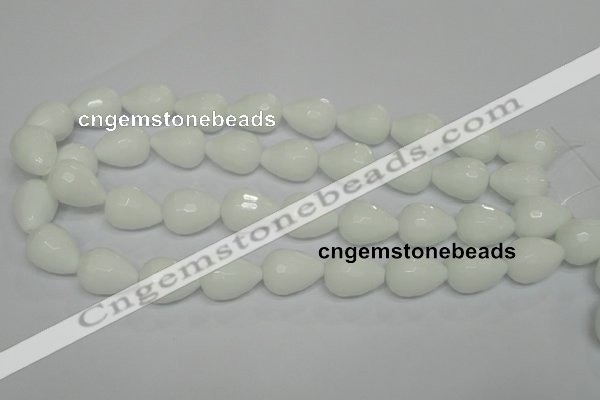 CPB54 15.5 inches 15*20mm faceted teardrop white porcelain beads