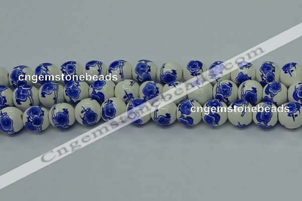 CPB542 15.5 inches 8mm round Painted porcelain beads