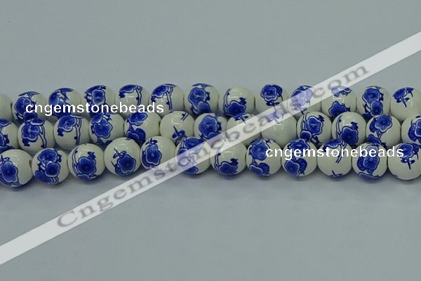 CPB545 15.5 inches 14mm round Painted porcelain beads