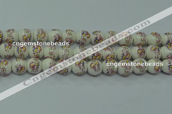 CPB571 15.5 inches 6mm round Painted porcelain beads