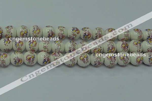CPB572 15.5 inches 8mm round Painted porcelain beads