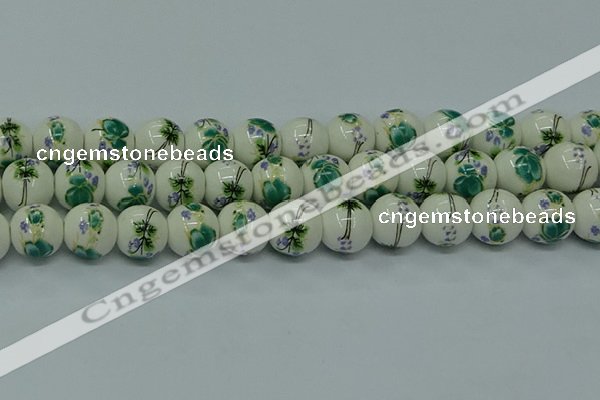 CPB582 15.5 inches 8mm round Painted porcelain beads