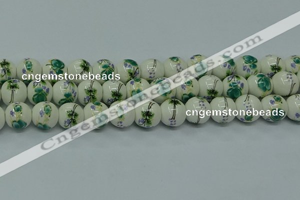 CPB583 15.5 inches 10mm round Painted porcelain beads