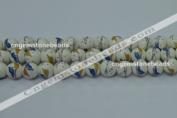 CPB592 15.5 inches 8mm round Painted porcelain beads