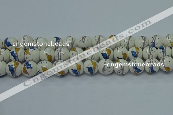 CPB593 15.5 inches 10mm round Painted porcelain beads