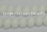 CPB60 15.5 inches 8*12mm faceted rondelle white porcelain beads