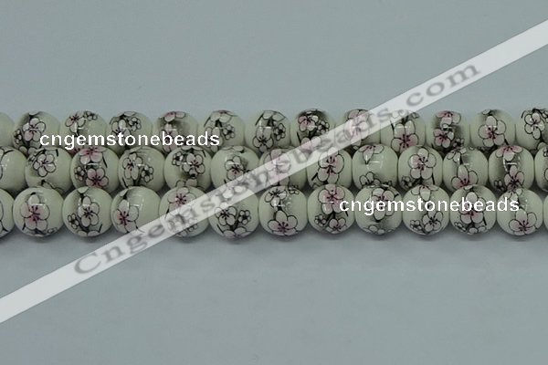 CPB601 15.5 inches 6mm round Painted porcelain beads