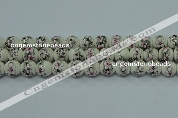 CPB602 15.5 inches 8mm round Painted porcelain beads