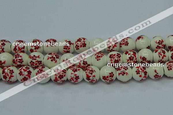 CPB611 15.5 inches 6mm round Painted porcelain beads