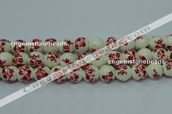 CPB612 15.5 inches 8mm round Painted porcelain beads