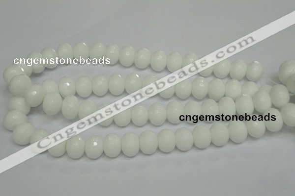 CPB62 15.5 inches 12*16mm faceted rondelle white porcelain beads