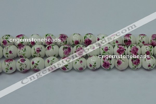 CPB632 15.5 inches 8mm round Painted porcelain beads