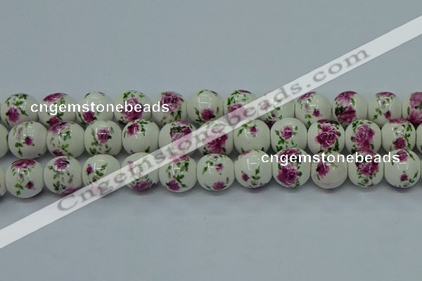 CPB633 15.5 inches 10mm round Painted porcelain beads