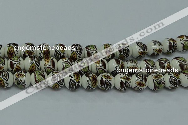 CPB641 15.5 inches 6mm round Painted porcelain beads