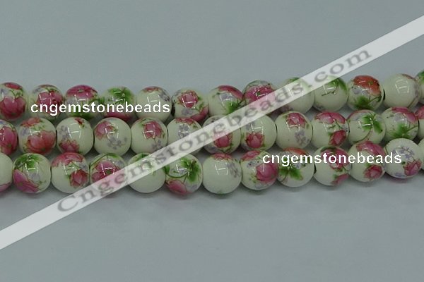 CPB651 15.5 inches 6mm round Painted porcelain beads