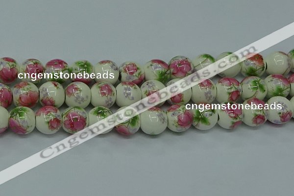 CPB653 15.5 inches 10mm round Painted porcelain beads