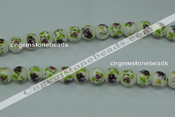 CPB663 15.5 inches 10mm round Painted porcelain beads