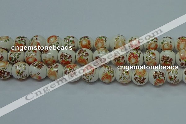 CPB672 15.5 inches 8mm round Painted porcelain beads