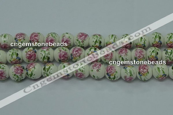 CPB683 15.5 inches 10mm round Painted porcelain beads