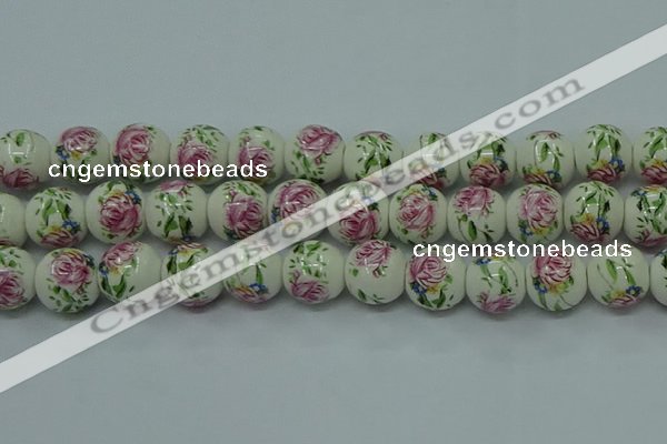 CPB684 15.5 inches 12mm round Painted porcelain beads