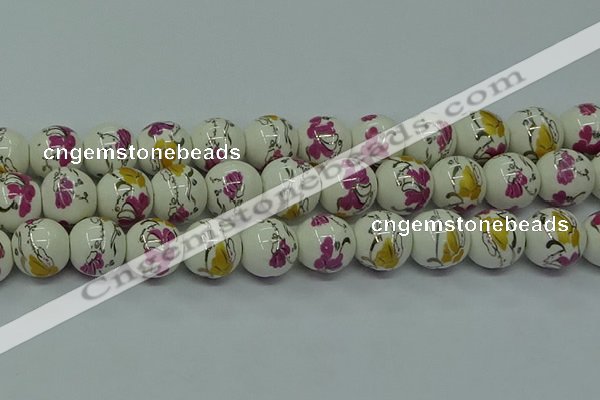 CPB693 15.5 inches 10mm round Painted porcelain beads