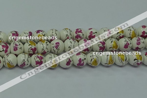 CPB695 15.5 inches 14mm round Painted porcelain beads