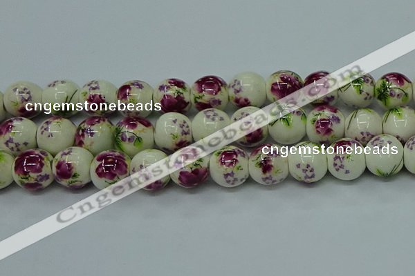 CPB702 15.5 inches 8mm round Painted porcelain beads