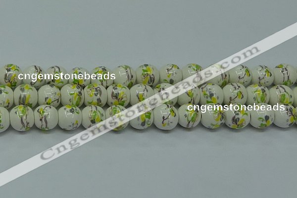 CPB722 15.5 inches 8mm round Painted porcelain beads