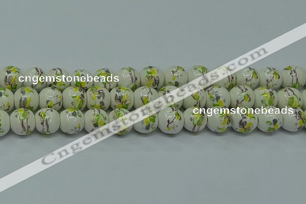 CPB725 15.5 inches 14mm round Painted porcelain beads