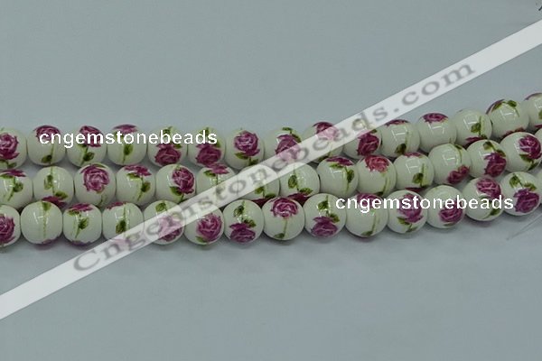 CPB741 15.5 inches 6mm round Painted porcelain beads