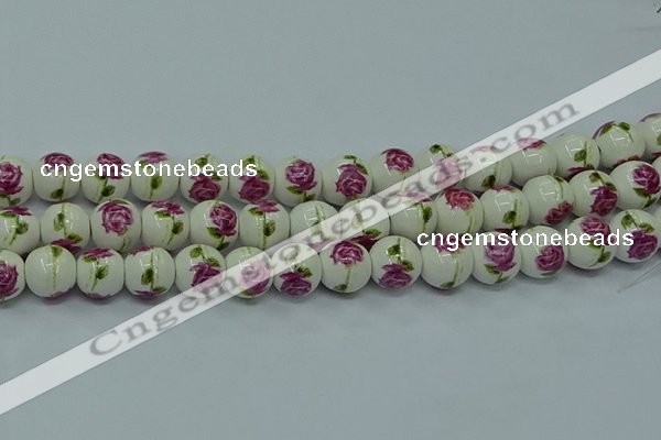 CPB742 15.5 inches 8mm round Painted porcelain beads