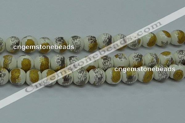 CPB751 15.5 inches 6mm round Painted porcelain beads