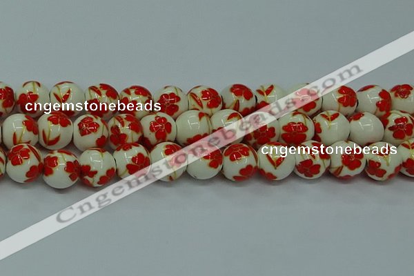 CPB762 15.5 inches 8mm round Painted porcelain beads