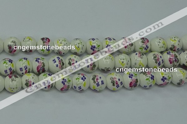 CPB771 15.5 inches 6mm round Painted porcelain beads