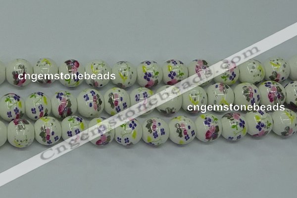 CPB772 15.5 inches 8mm round Painted porcelain beads