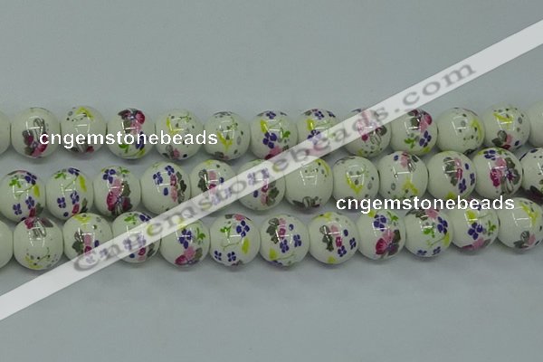 CPB773 15.5 inches 10mm round Painted porcelain beads