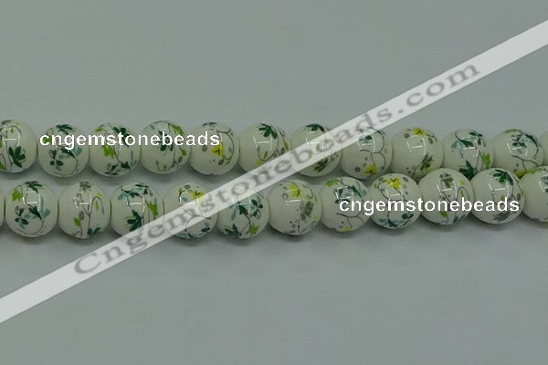 CPB785 15.5 inches 14mm round Painted porcelain beads