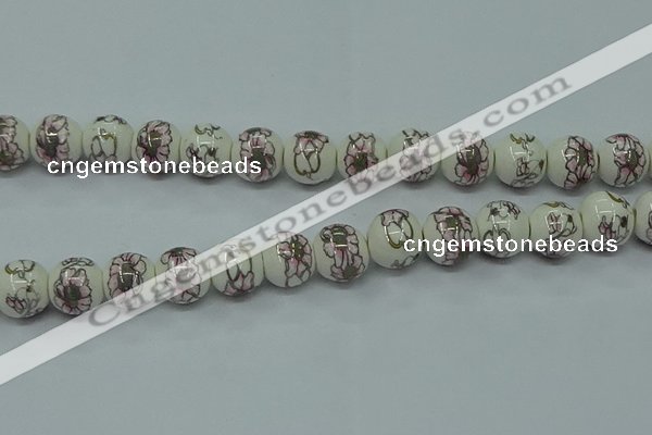 CPB791 15.5 inches 6mm round Painted porcelain beads