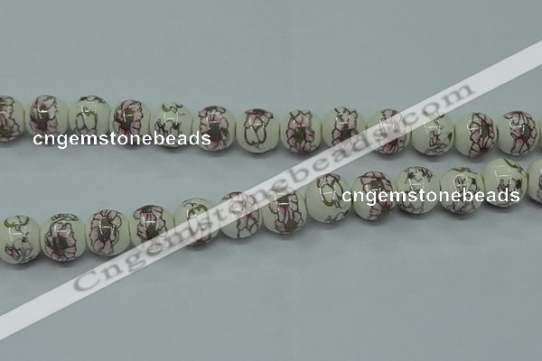 CPB792 15.5 inches 8mm round Painted porcelain beads