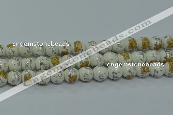 CPB801 15.5 inches 6mm round Painted porcelain beads